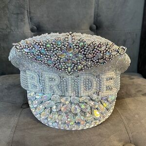Trendy Boutique Glittering Silver Bride Hat